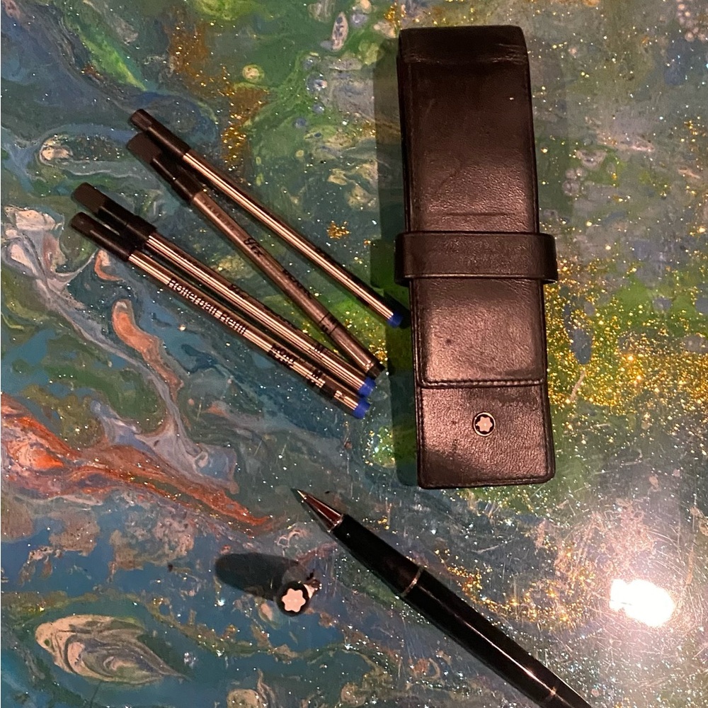 Montblanc Black and Silver Pen Collection 3 blue tubes 1 black tube - Picture 2 of 9